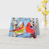 Schöne Weihnachts-Kardinäle Karte (Gelbe Blume)