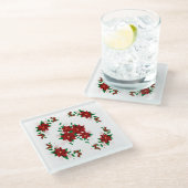 Schöne Weihnachts Rote Blume Glass Untersetzer (Schrägansicht)