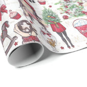 Schöne Weihnachts-Rote Farbe Elemente Geschenkpapier (Rolleneckpunkt)