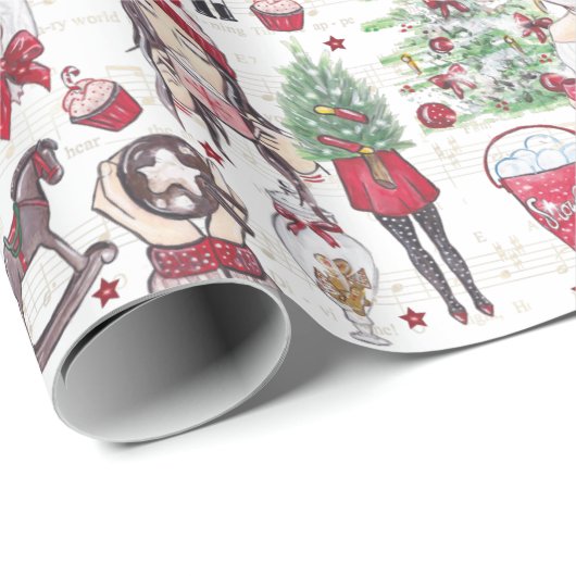 Schöne Weihnachts-Rote Farbe Elemente Geschenkpapier (Rolleneckpunkt)