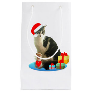 Schöne Weihnachts-Tabby-Katze Kleine Geschenktüte