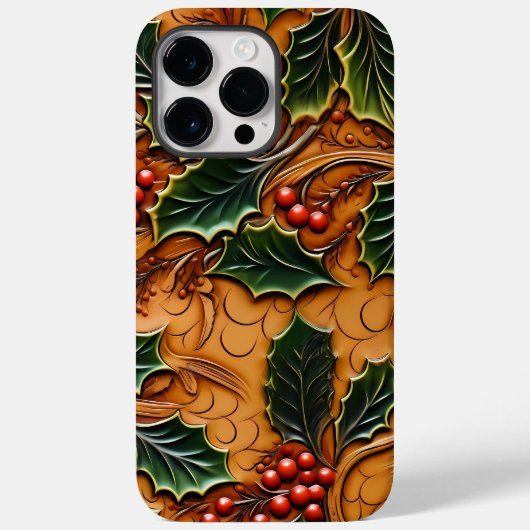Schöne Weihnachts-Western-Imitate Tooled Leather Case-Mate iPhone Hülle (Rückseite)