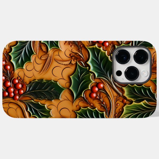 Schöne Weihnachts-Western-Imitate Tooled Leather Case-Mate iPhone Hülle (Rückseite (Horizontal))