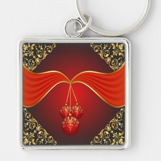 Schöne Weihnachtsbälle mit Zierecken Schlüsselanhänger (Vorne)