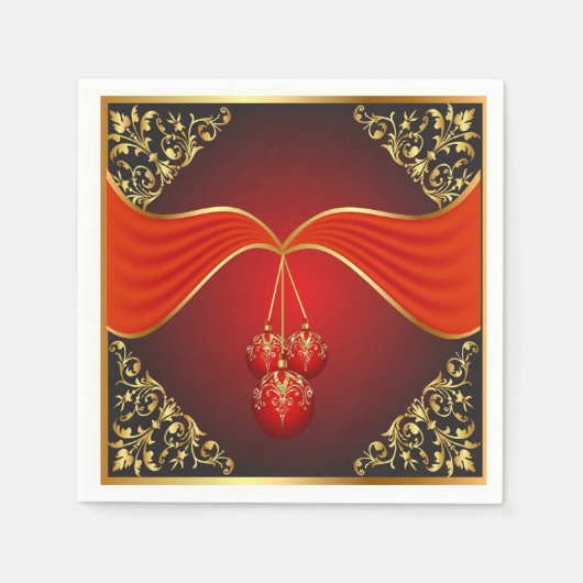Schöne Weihnachtsbälle mit Zierecken Serviette (Vorderseite)