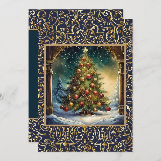 Schöne Weihnachtsbaum-Feier Einladung (Vorne/Hinten)