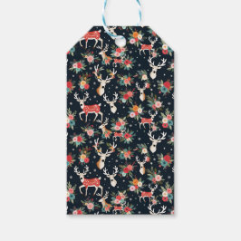 Schöne Weihnachtsbaum Rentier Floral Geschenkanhänger