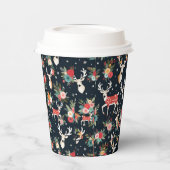 Schöne Weihnachtsbaum Rentier Floral Pappbecher (Links)