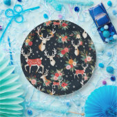 Schöne Weihnachtsbaum Rentier Floral Pappteller (Party)