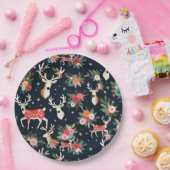 Schöne Weihnachtsbaum Rentier Floral Pappteller (Party)