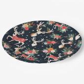 Schöne Weihnachtsbaum Rentier Floral Pappteller (Schrägansicht)