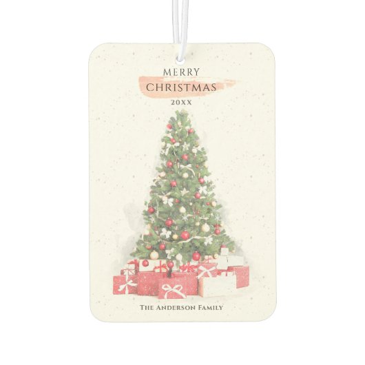 Schöne Weihnachtsbaum Wasserfarbener Urlaub Autolufterfrischer (Rückseite)