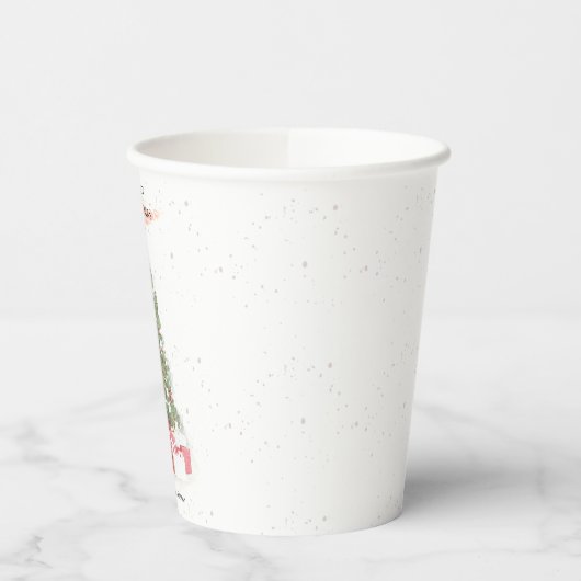 Schöne Weihnachtsbaum Wasserfarbener Urlaub Pappbecher (Links)