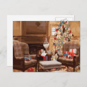 Schöne Weihnachtsbaum-Wohnzimmer-Szene Feiertagspostkarte (Vorne/Hinten)