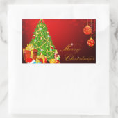 Schöne Weihnachtsbäume, Rote und Goldene Bälle Rechteckiger Aufkleber (Tasche)