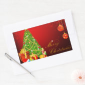 Schöne Weihnachtsbäume, Rote und Goldene Bälle Rechteckiger Aufkleber (Umschlag)