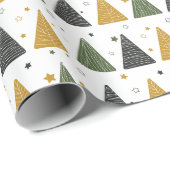Schöne Weihnachtsbäume und Sterne Wrapping Paper Geschenkpapier (Rolleneckpunkt)