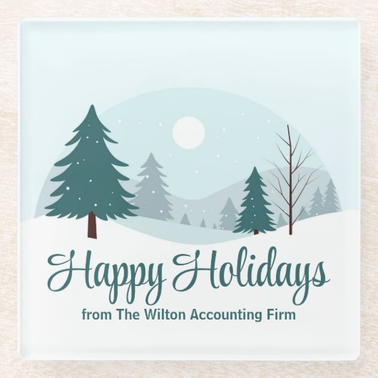 Schöne Weihnachtsbäume Winterschneewelt Glasuntersetzer (Vorderseite)