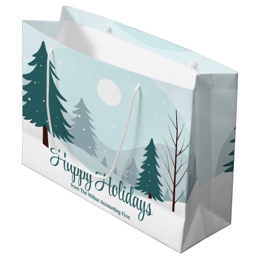 Schöne Weihnachtsbäume Winterurlaub Party Große Geschenktüte (Vorderseite Schrägansicht)