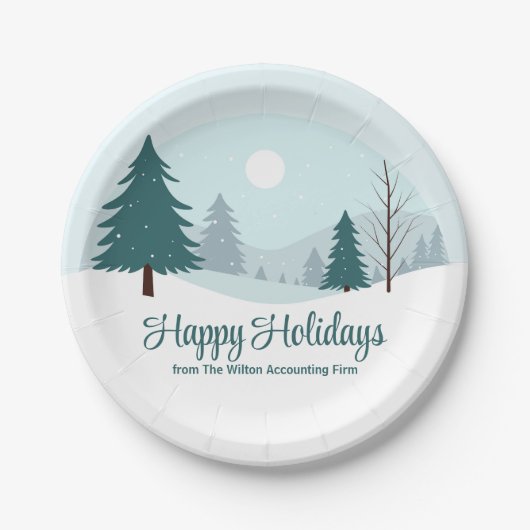 Schöne Weihnachtsbäume Winterurlaub Party Pappteller (Vorderseite)