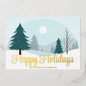 Schöne Weihnachtsbaumen Winter Gold Folien Feiertagskarte (Vorderseite)