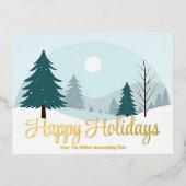 Schöne Weihnachtsbaumen Winter Gold Folien Feiertagspostkarte (Vorderseite)