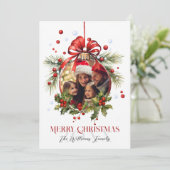 Schöne Weihnachtsbaumrahmen Familienferien Feiertagskarte (Stehend Vorderseite)