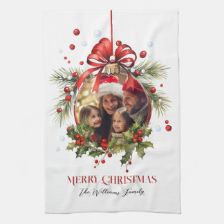 Schöne Weihnachtsbaumrahmen Familienferien Geschirrtuch