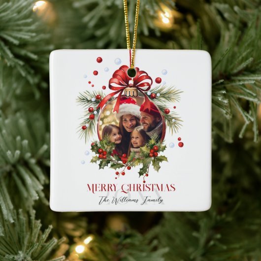 Schöne Weihnachtsbaumrahmen Familienferien Keramikornament (Baum)