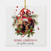 Schöne Weihnachtsbaumrahmen Familienferien Keramikornament (Rückseite)