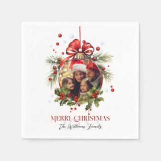 Schöne Weihnachtsbaumrahmen Familienferien Serviette