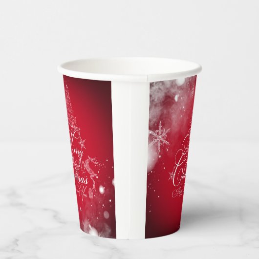 Schöne Weihnachtsbaumtypografie Papiertasse Pappbecher (Rechts)