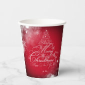 Schöne Weihnachtsbaumtypografie Papiertasse Pappbecher (Vorderseite)