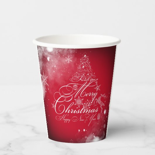 Schöne Weihnachtsbaumtypografie Papiertasse Pappbecher (Vorderseite)