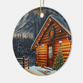 Schöne Weihnachtsbeleuchtung Holzschnee in der Hüt Keramik Ornament (Links)