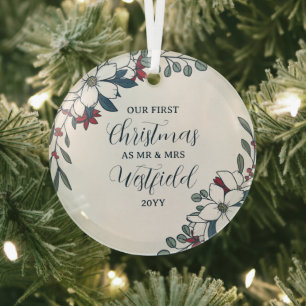 Schöne Weihnachtsblumen 1. Weihnachten Verheiratet Ornament Aus Glas