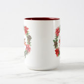 Schöne Weihnachtsblumen-Tasse Zweifarbige Tasse (Mittel)