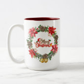 Schöne Weihnachtsblumen-Tasse Zweifarbige Tasse (Links)