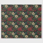 Schöne Weihnachtschinoiserie Blumen Geschenkpapier (Flach)