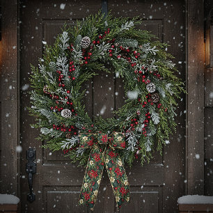 Schöne Weihnachtschinoiserie Blumen Satinband