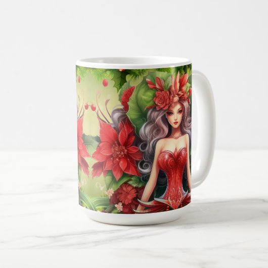 Schöne Weihnachtsdame-Tasse Kaffeetasse (VorderseiteRechts)