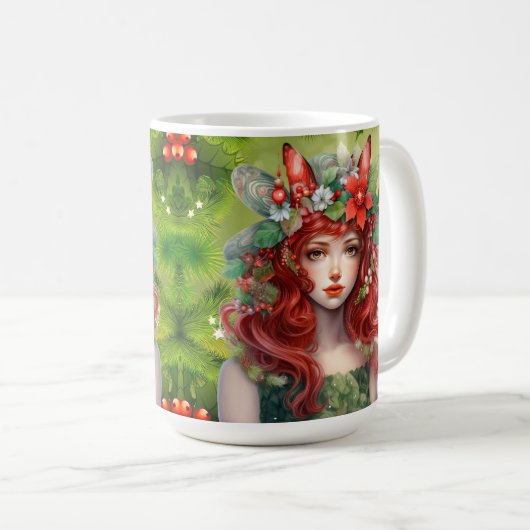 Schöne Weihnachtsdame-Tasse Kaffeetasse (VorderseiteRechts)
