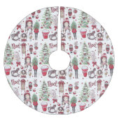 Schöne Weihnachtselemente Red Watercolor Polyester Weihnachtsbaumdecke (Vorderseite)