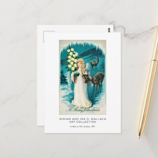 Schöne Weihnachtsfeier Engel Vintager Urlaub Kunst Postkarte (Vorderseite/Rückseite Beispiel)
