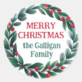 Schöne Weihnachtsfeier Frohe Weihnachten Von Runder Aufkleber (Vorderseite)