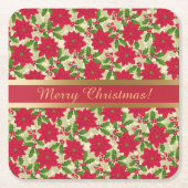 Schöne Weihnachtsfeier, Holly, Kiefernzweig Rechteckiger Pappuntersetzer (Vorderseite)