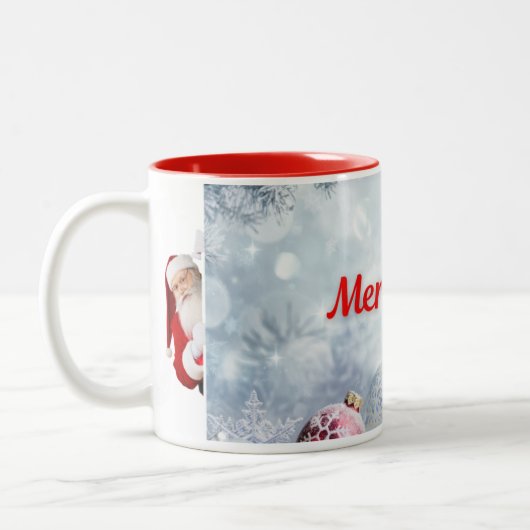 Schöne Weihnachtsfeier mit dem Weihnachtsmann Zweifarbige Tasse (Links)
