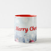 Schöne Weihnachtsfeier mit dem Weihnachtsmann Zweifarbige Tasse (Mittel)