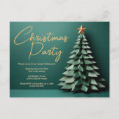 Schöne Weihnachtsfeier mit grünem Gold Einladungspostkarte (Vorderseite)