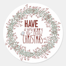Schöne Weihnachtsfeiertag im Kraut. Runder Aufkleber